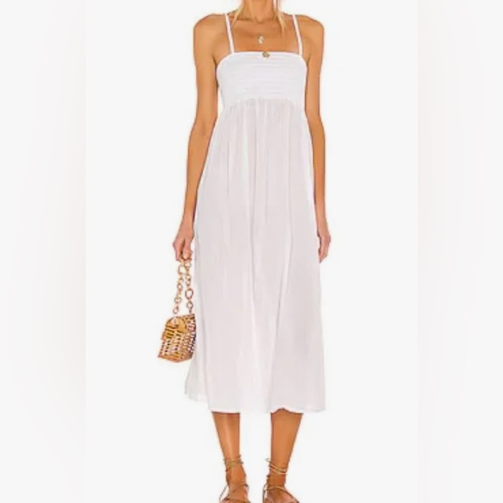 Acacia Swimwear Cream Spaghetti Strap Sundress